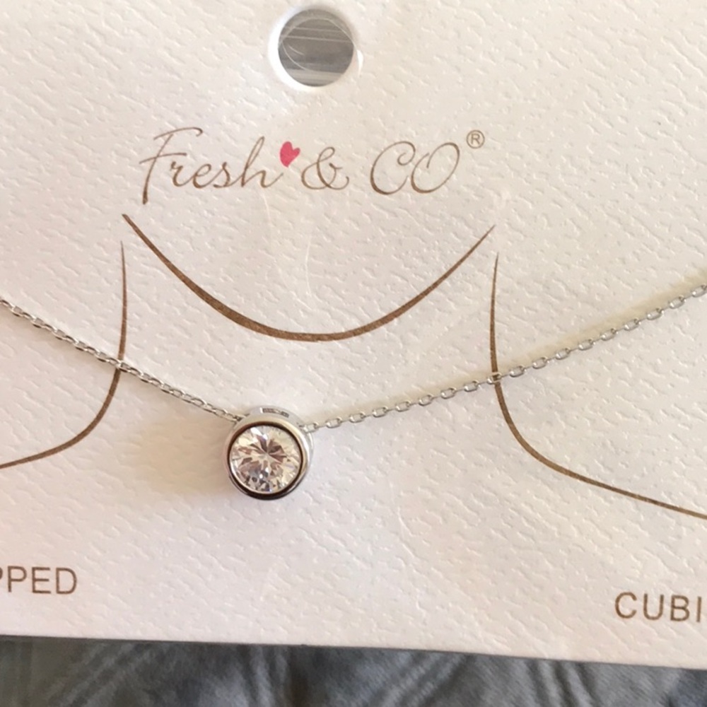 Fresh & Co White Gold Dipped Cubic Zirconia Necklace
